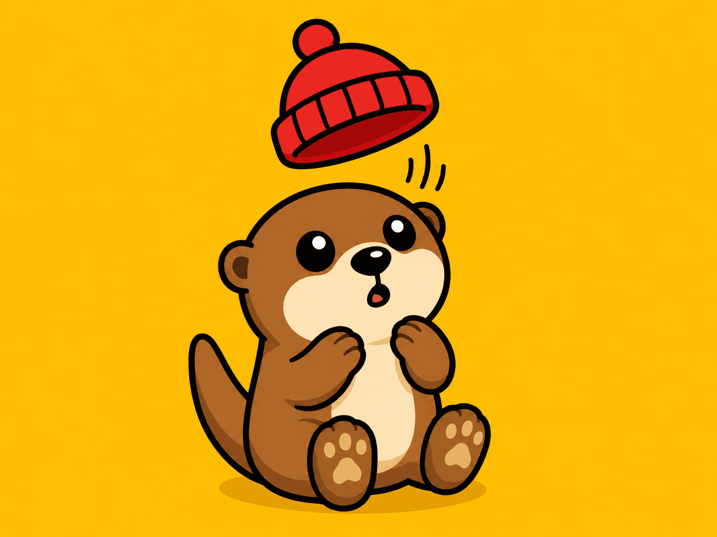 A small otter appears on the internet, a red beanie floating nearby
